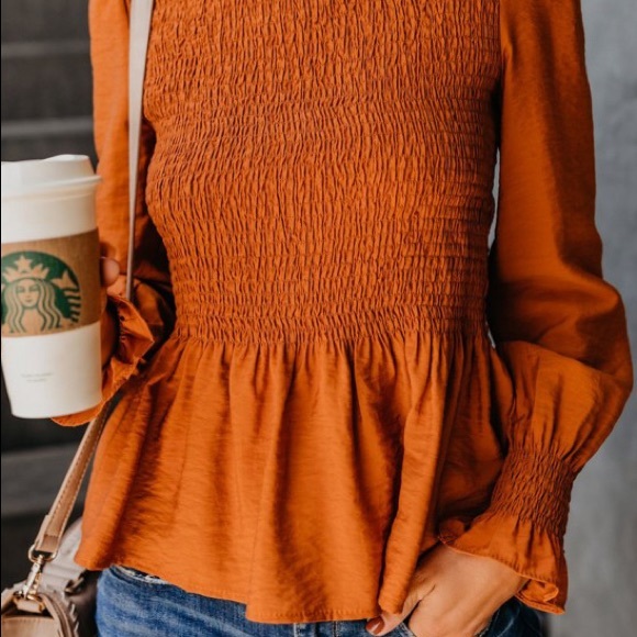 Day Dreamin Copper Bell Sleeve Blouse Top - Picture 4 of 4
